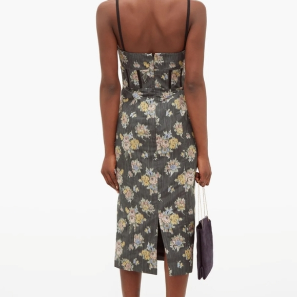 Brock COLLECTION Corseted Silk Floral Jacquard Dress Size 6 - Picture 2 of 14